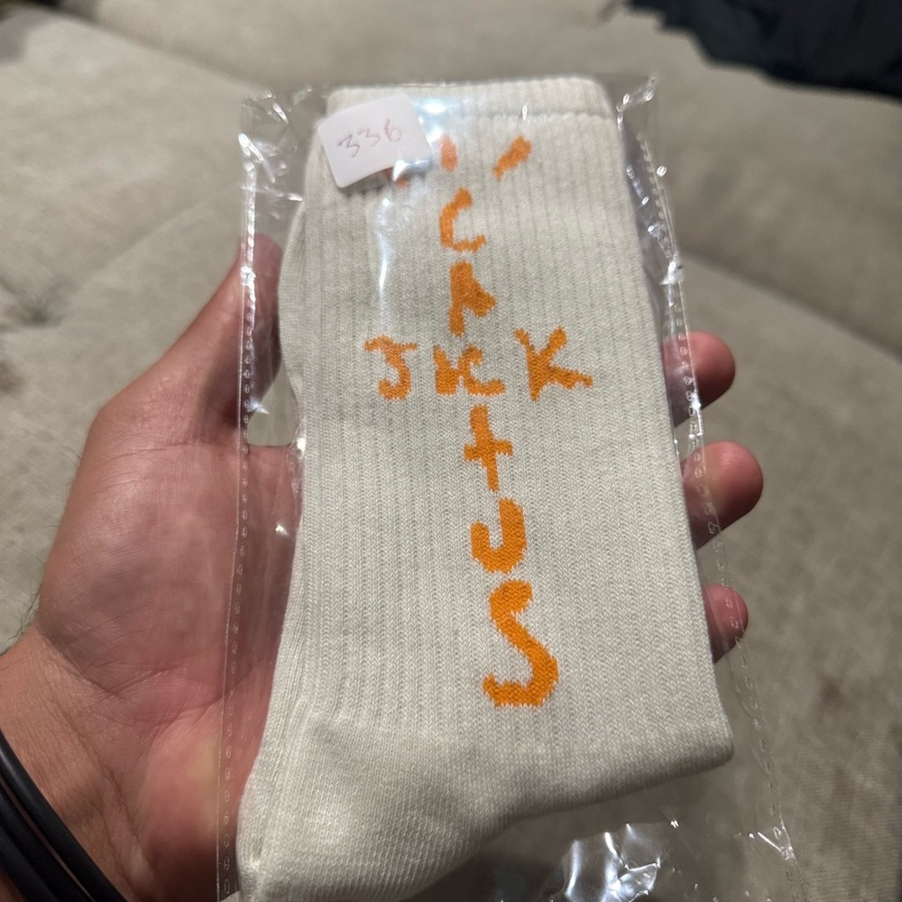 Cream Socks with Orange Cactus Jack Design
